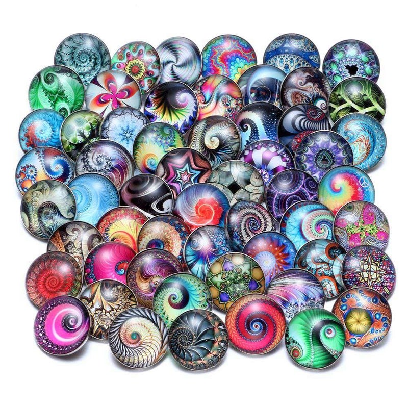 Coeufuedy 50 PCS Snap Jewelry Charms 18mm Interchangeable Jewelry Snap Charms,Snap Charms for Snap Jewelry Bracelet,Glass Snap Buttons Jewelry â€¦ - Image 2